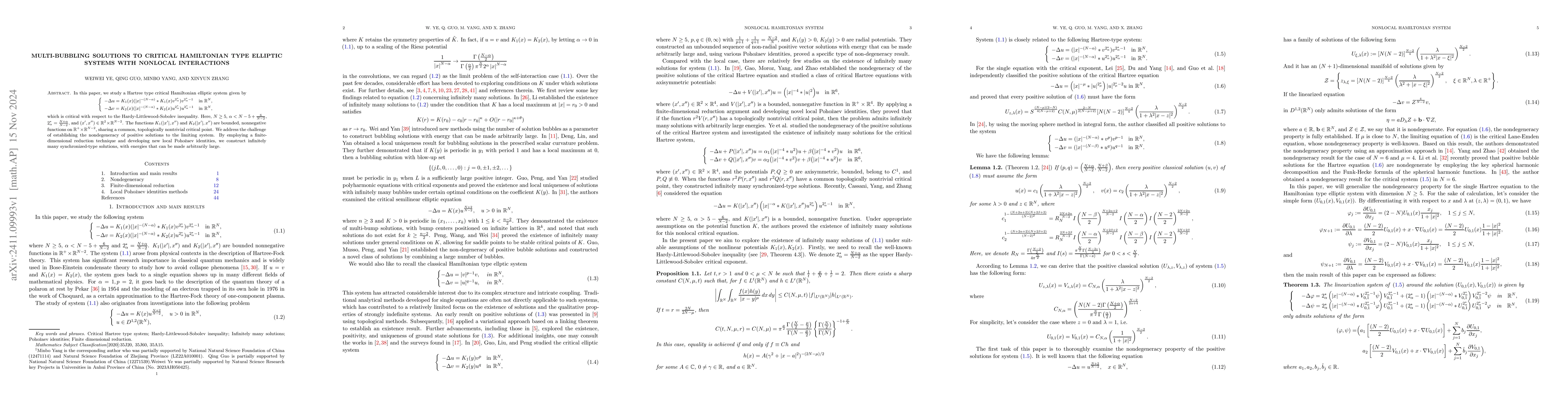 Thumbnail for Multi-bubbling solutions to critical Hamiltonian type elliptic systems
  with nonlocal interactions