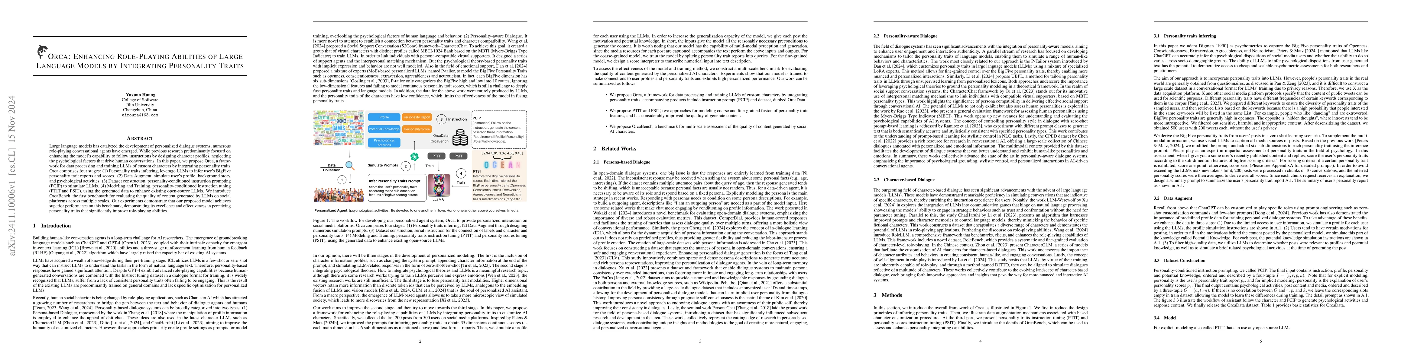 Thumbnail for Orca: Enhancing Role-Playing Abilities of Large Language Models by
  Integrating Personality Traits