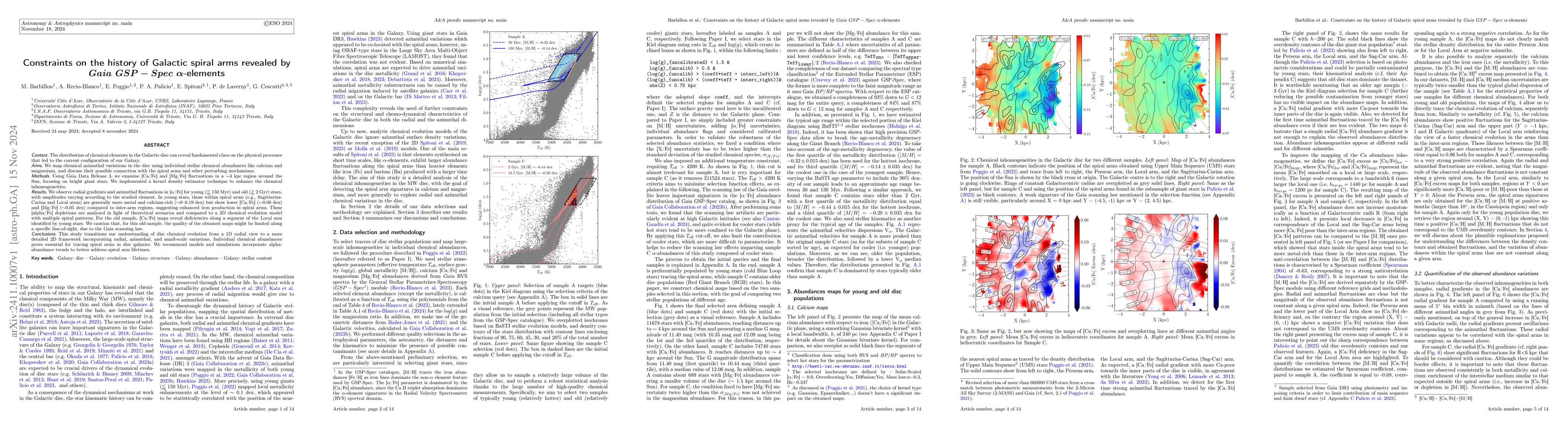 Thumbnail for Constraints on the history of Galactic spiral arms revealed by Gaia
  GSP-Spec alpha-elements