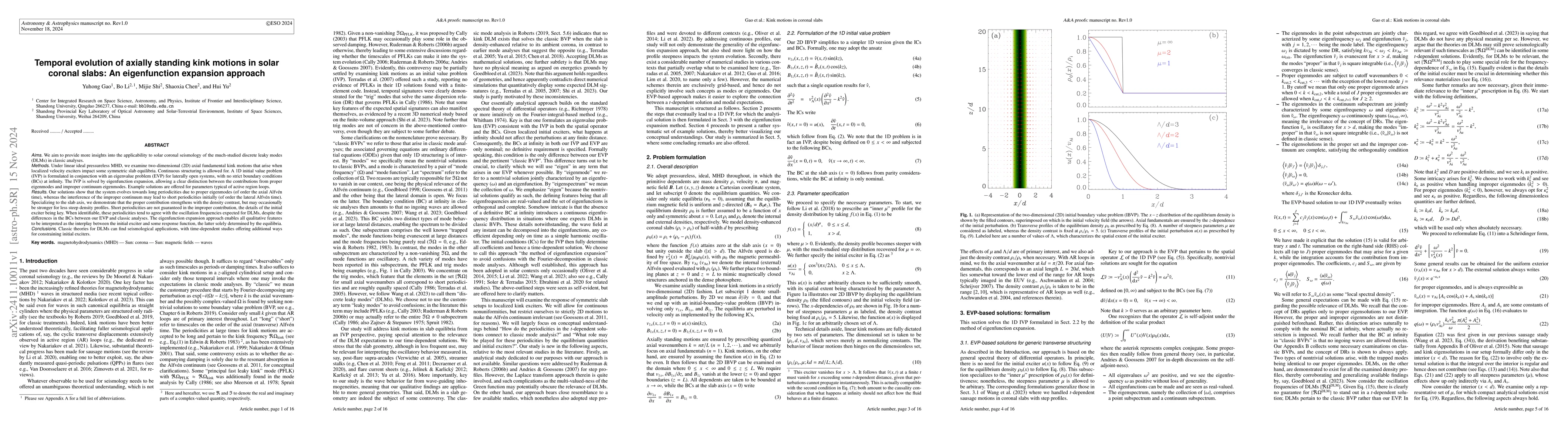 Thumbnail for Temporal evolution of axially standing kink motions in solar coronal
  slabs: An eigenfunction expansion approach