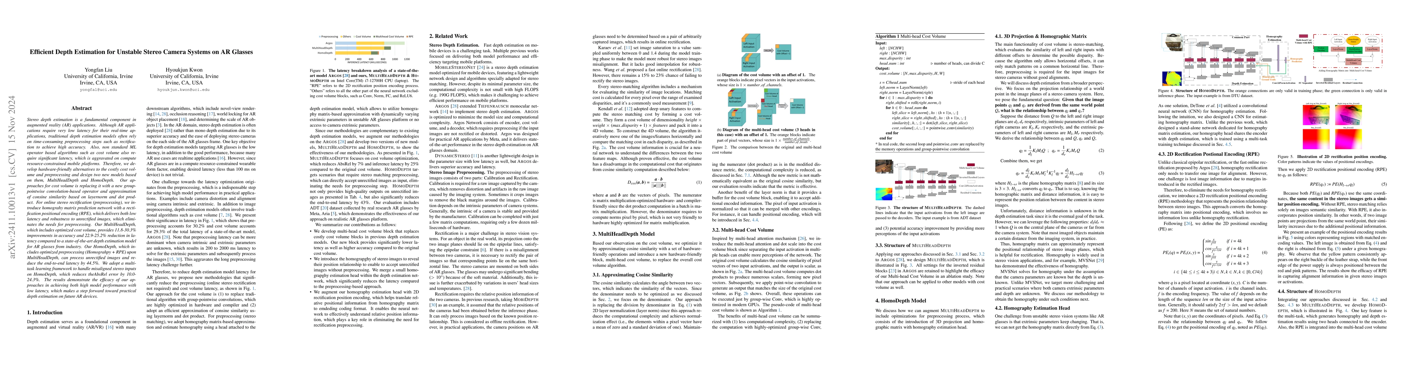 Thumbnail for Efficient Depth Estimation for Unstable Stereo Camera Systems on AR
  Glasses