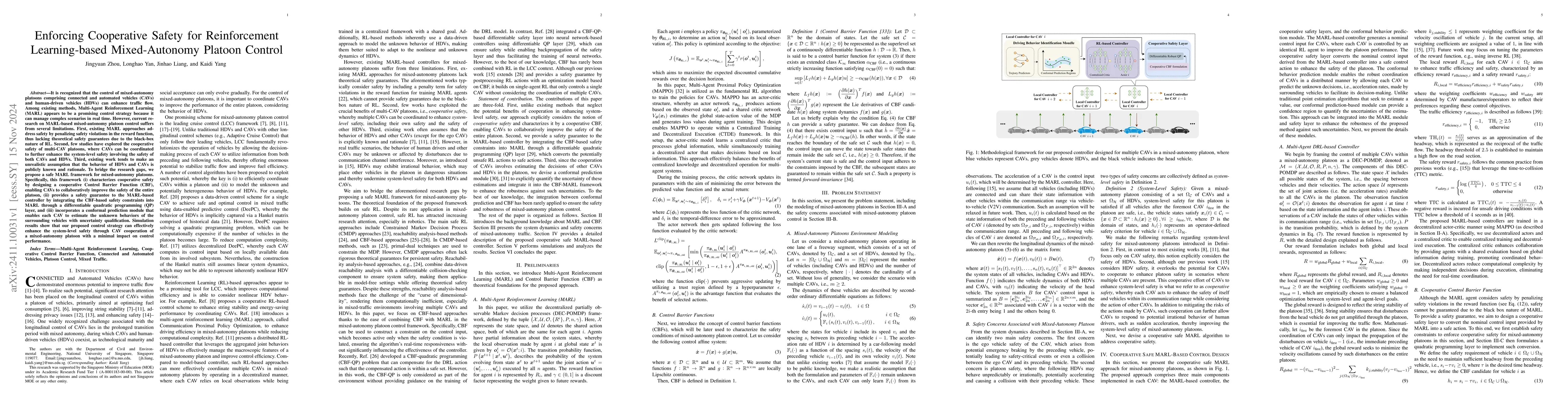 Thumbnail for Enforcing Cooperative Safety for Reinforcement Learning-based
  Mixed-Autonomy Platoon Control