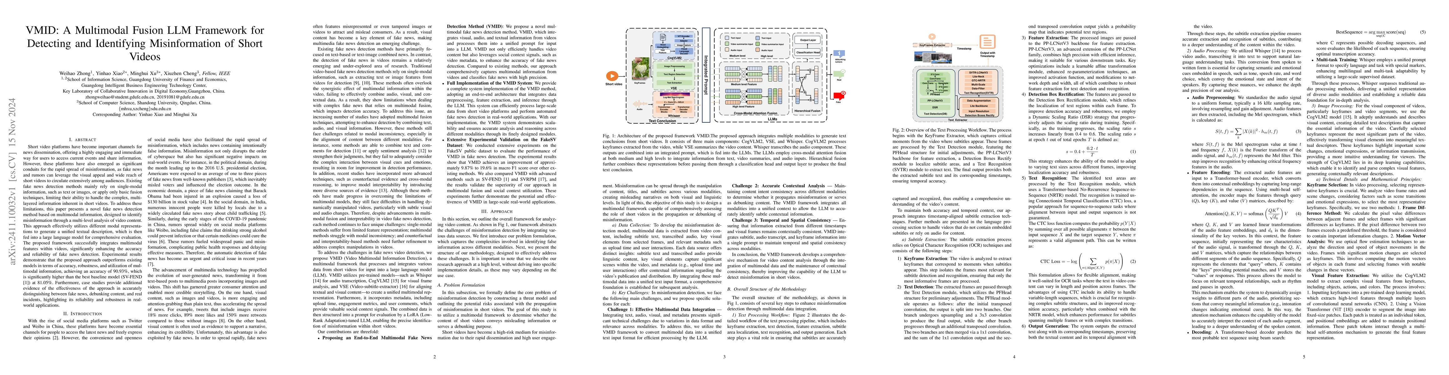 Thumbnail for VMID: A Multimodal Fusion LLM Framework for Detecting and Identifying
  Misinformation of Short Videos
