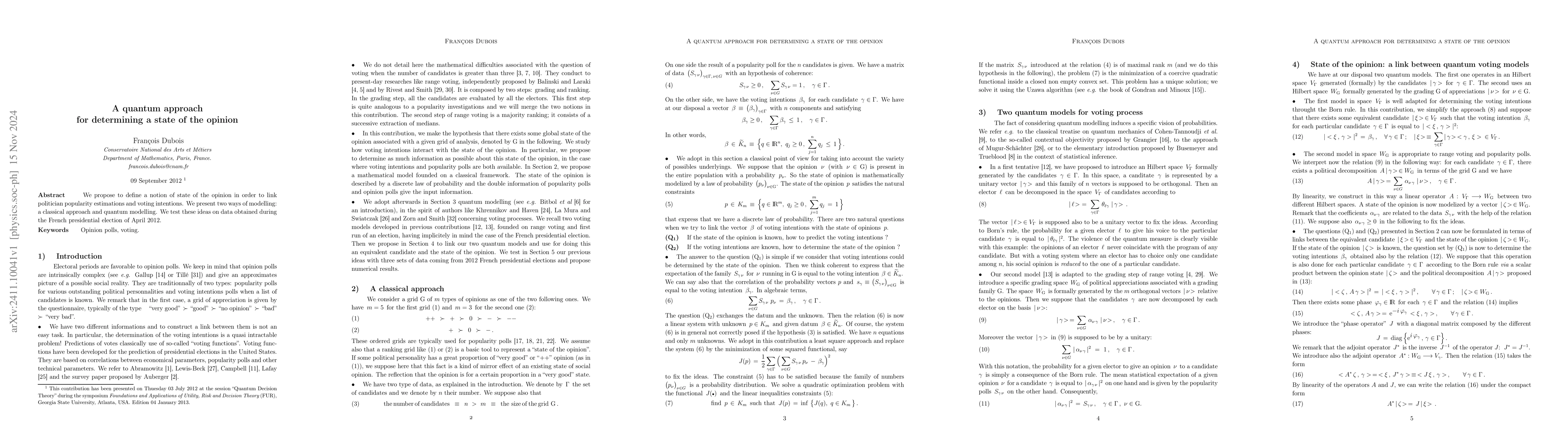 Thumbnail for A quantum approach for determining a state of the opinion