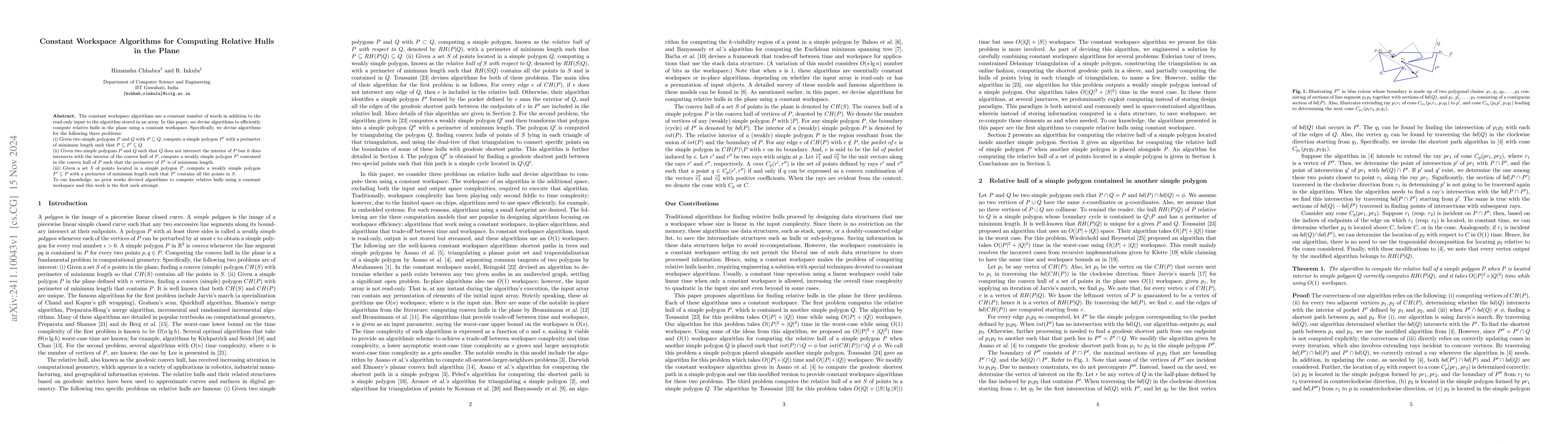 Thumbnail for Constant Workspace Algorithms for Computing Relative Hulls in the Plane