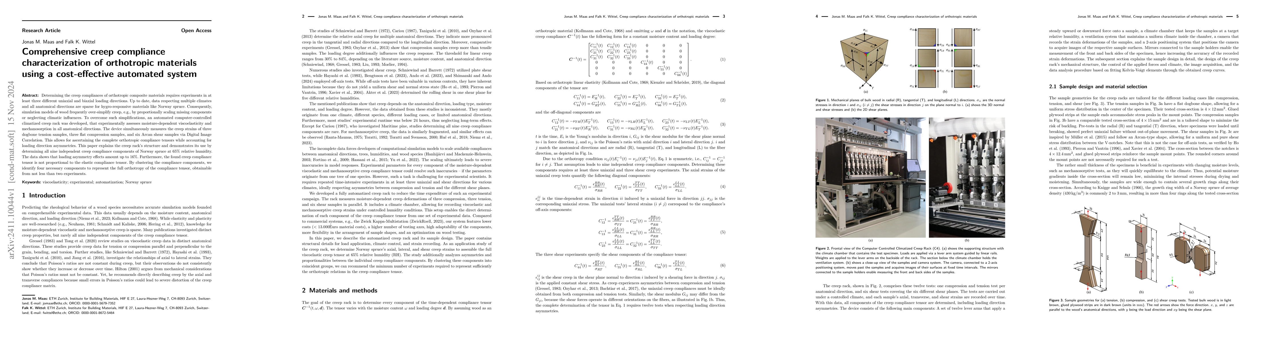 Thumbnail for Comprehensive creep compliance characterization of orthotropic materials
  using a cost-effective automated system