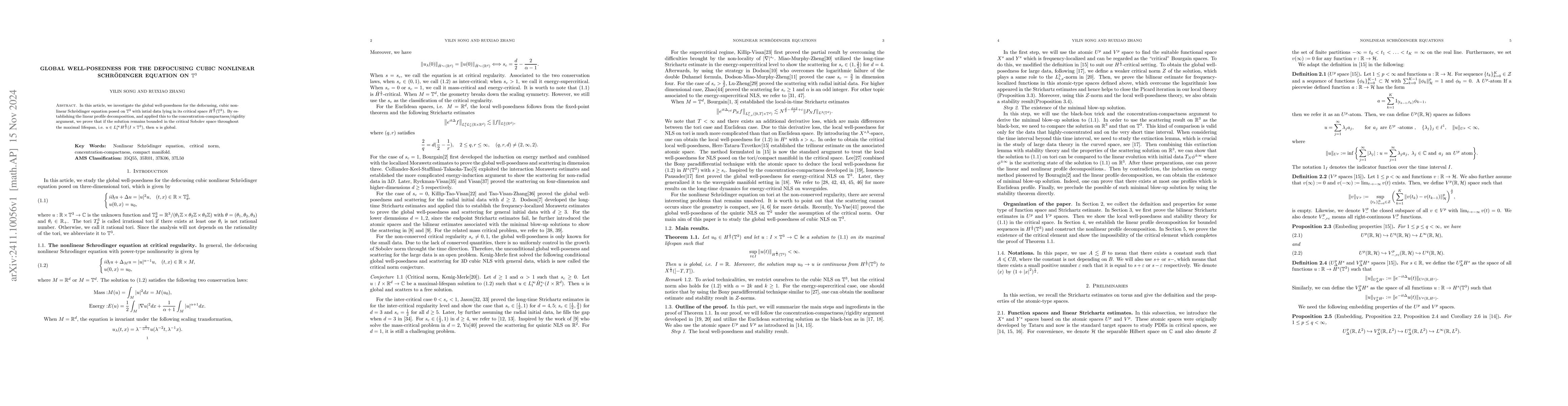 Thumbnail for Global well-posedness for the defocusing cubic nonlinear Schrödinger
  equation on $\Bbb T^3$