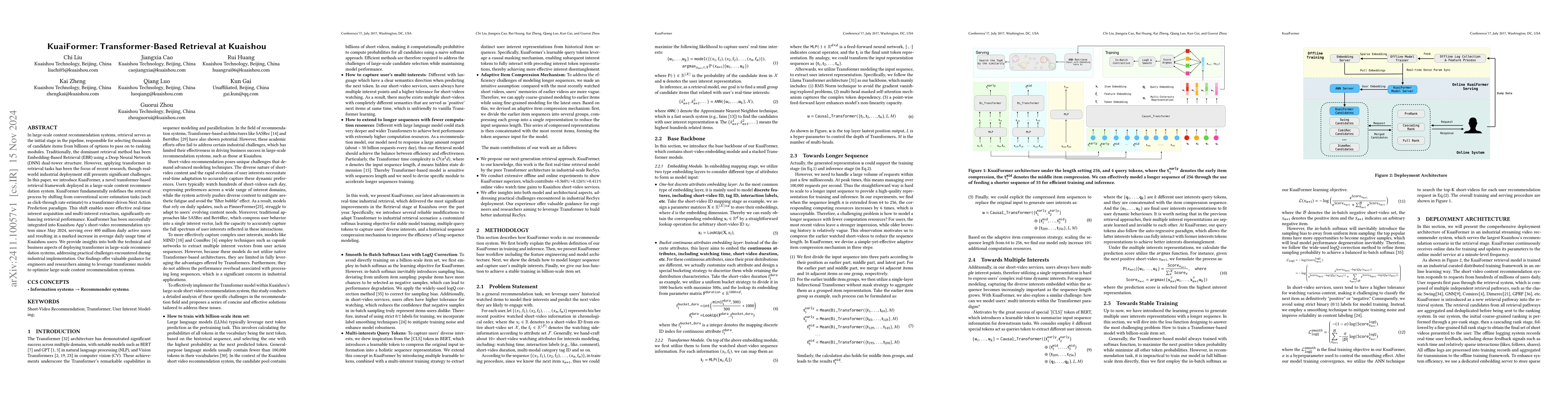Thumbnail for KuaiFormer: Transformer-Based Retrieval at Kuaishou