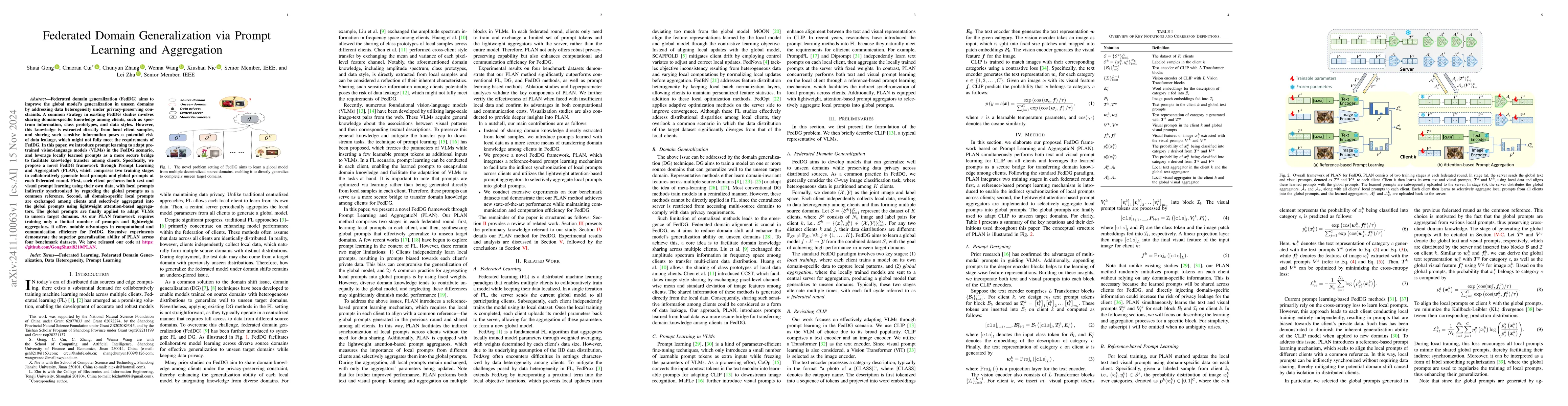 Thumbnail for Federated Domain Generalization via Prompt Learning and Aggregation