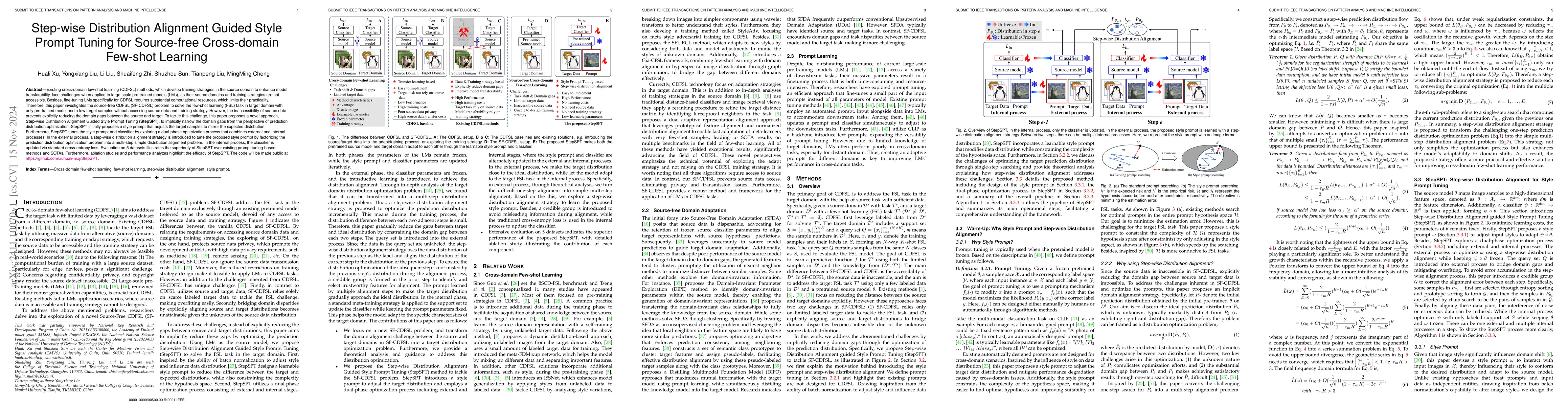 Thumbnail for Step-wise Distribution Alignment Guided Style Prompt Tuning for
  Source-free Cross-domain Few-shot Learning