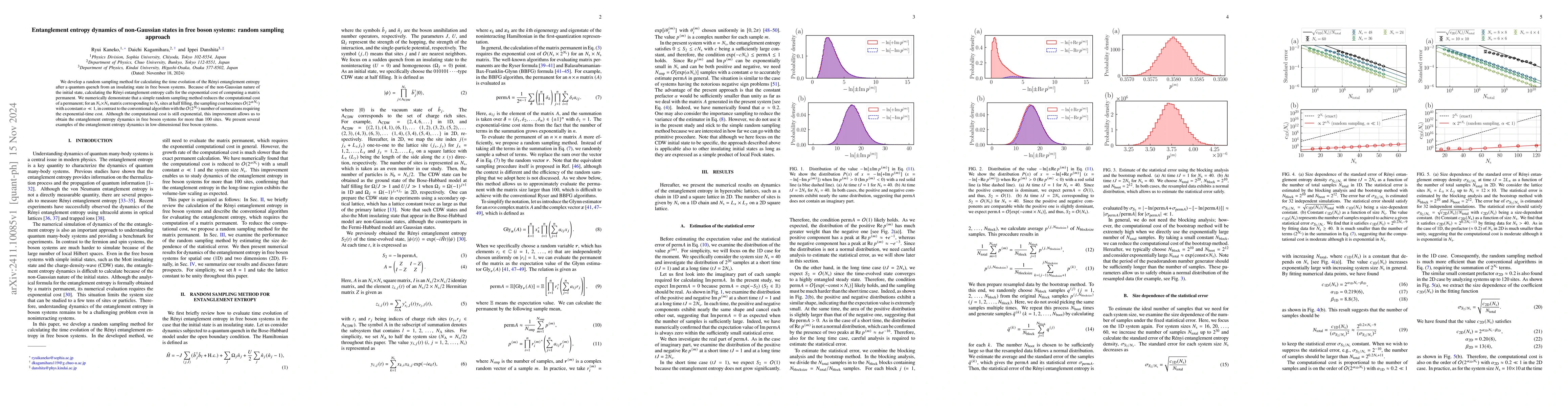 Thumbnail for Entanglement entropy dynamics of non-Gaussian states in free boson
  systems: random sampling approach