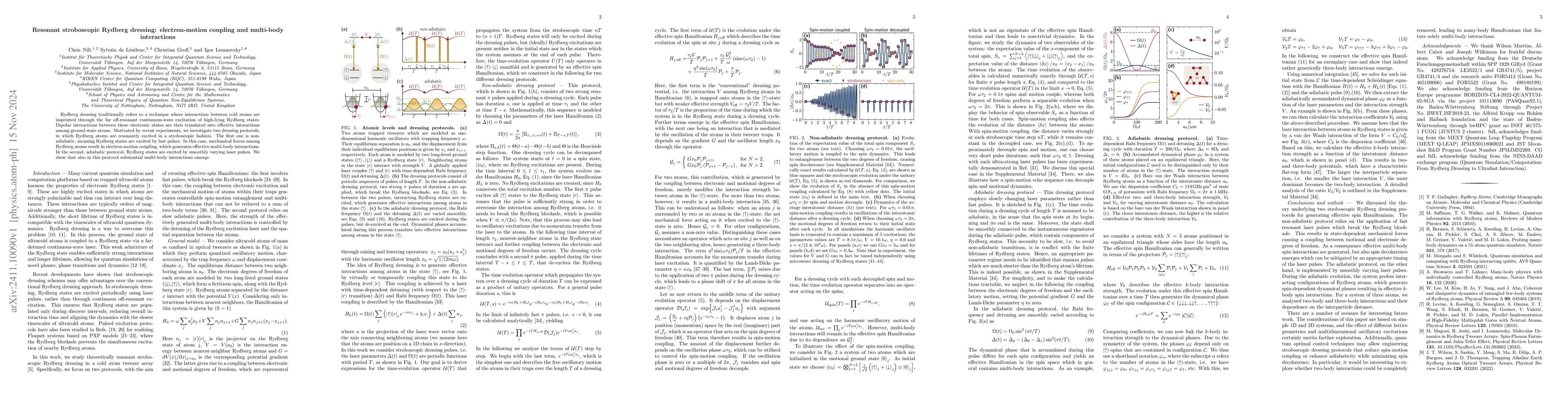 Thumbnail for Resonant stroboscopic Rydberg dressing: electron-motion coupling and
  multi-body interactions