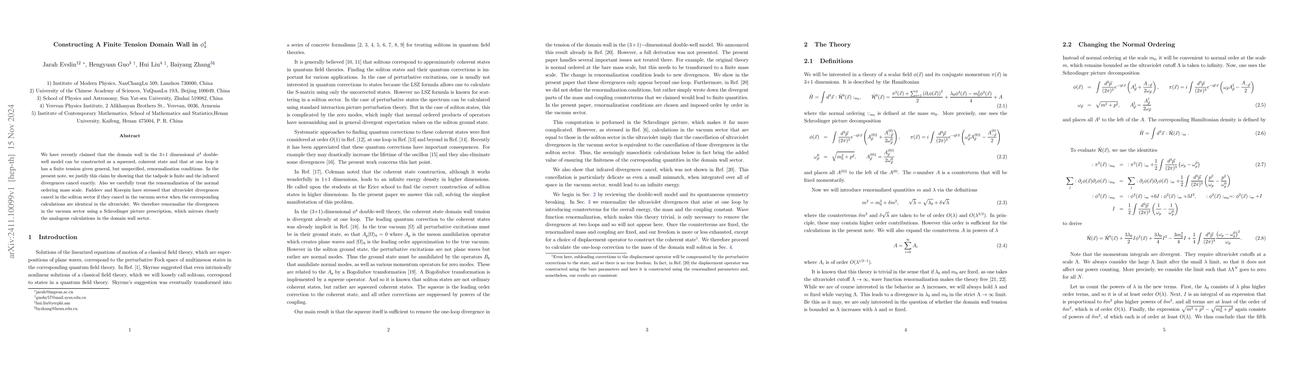 Thumbnail for Constructing A Finite Tension Domain Wall in $φ^4_4$