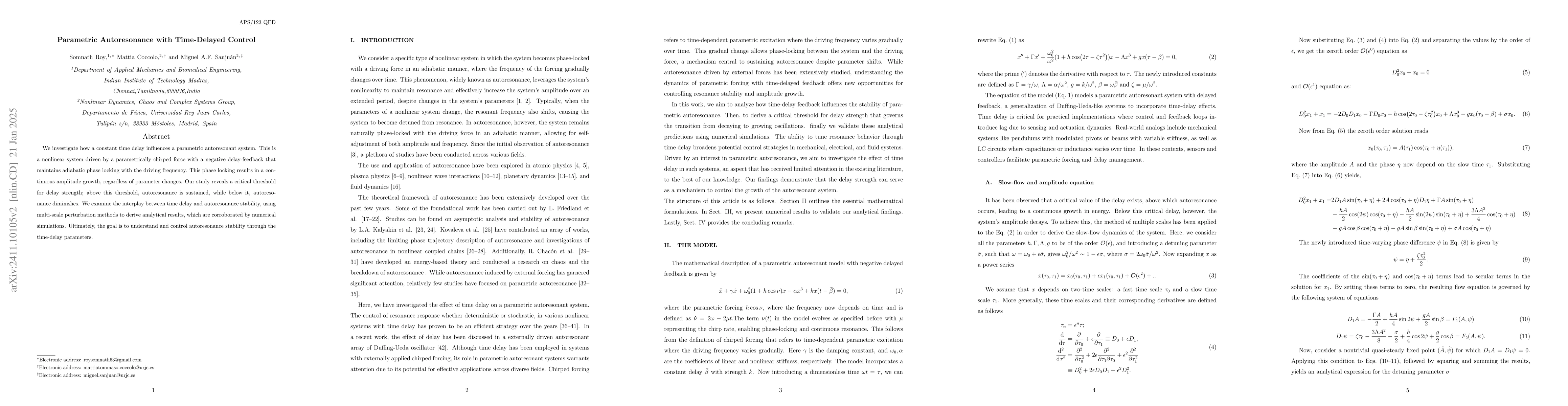 Thumbnail for Parametric Autoresonance with Time-Delayed Control