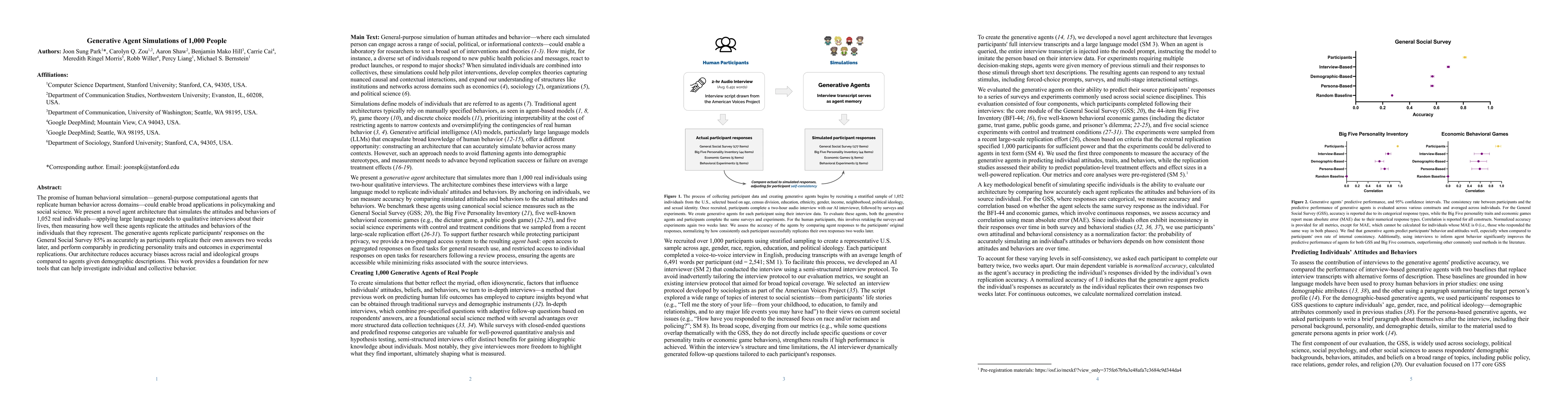 Thumbnail for Generative Agent Simulations of 1,000 People