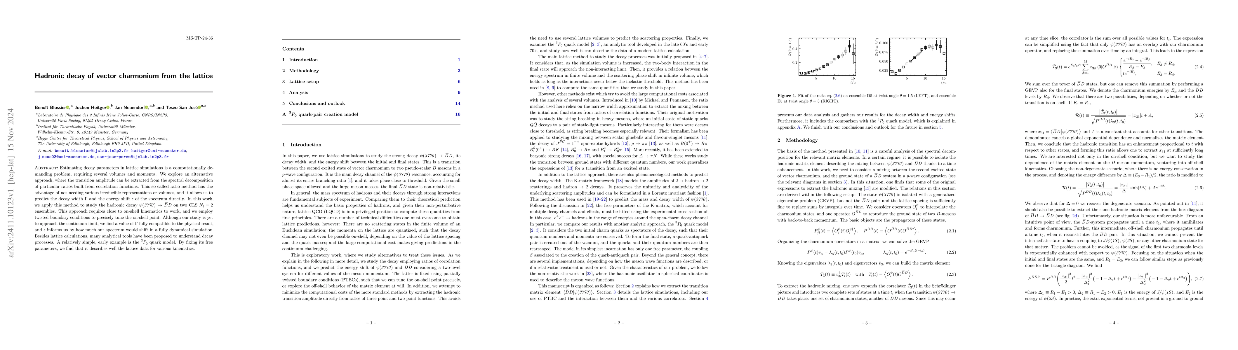Thumbnail for Hadronic decay of vector charmonium from the lattice