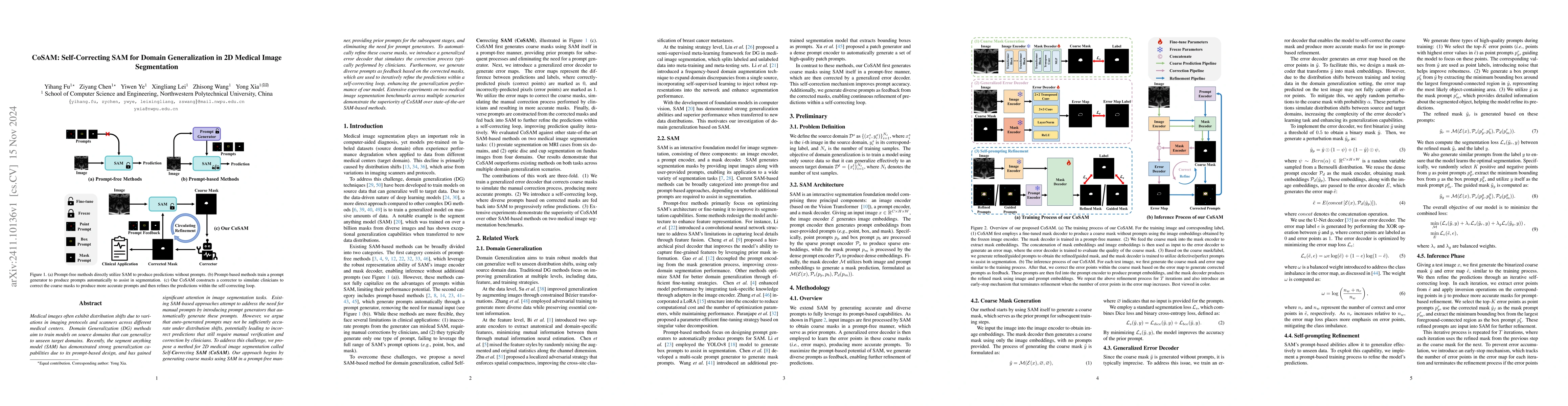 Thumbnail for CoSAM: Self-Correcting SAM for Domain Generalization in 2D Medical Image
  Segmentation