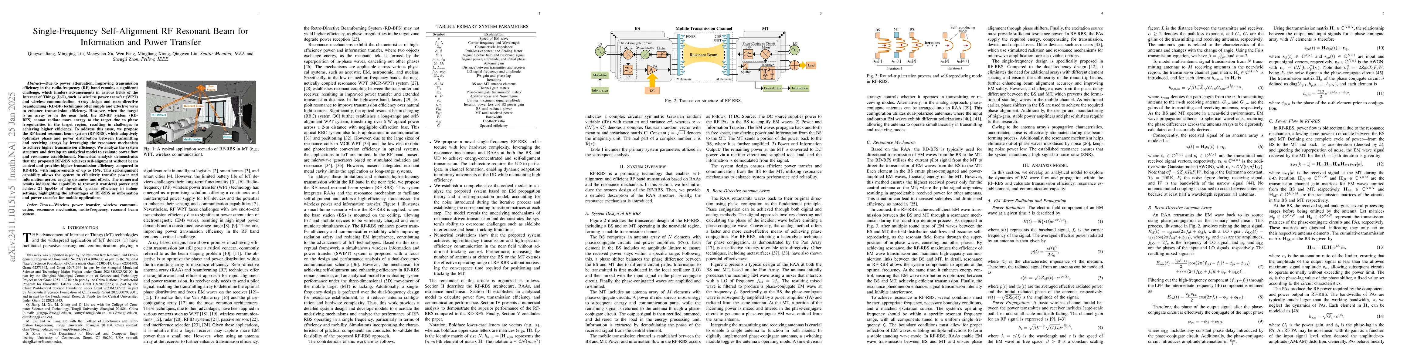 Thumbnail for Single-Frequency Self-Alignment RF Resonant Beam for Information and
  Power Transfer