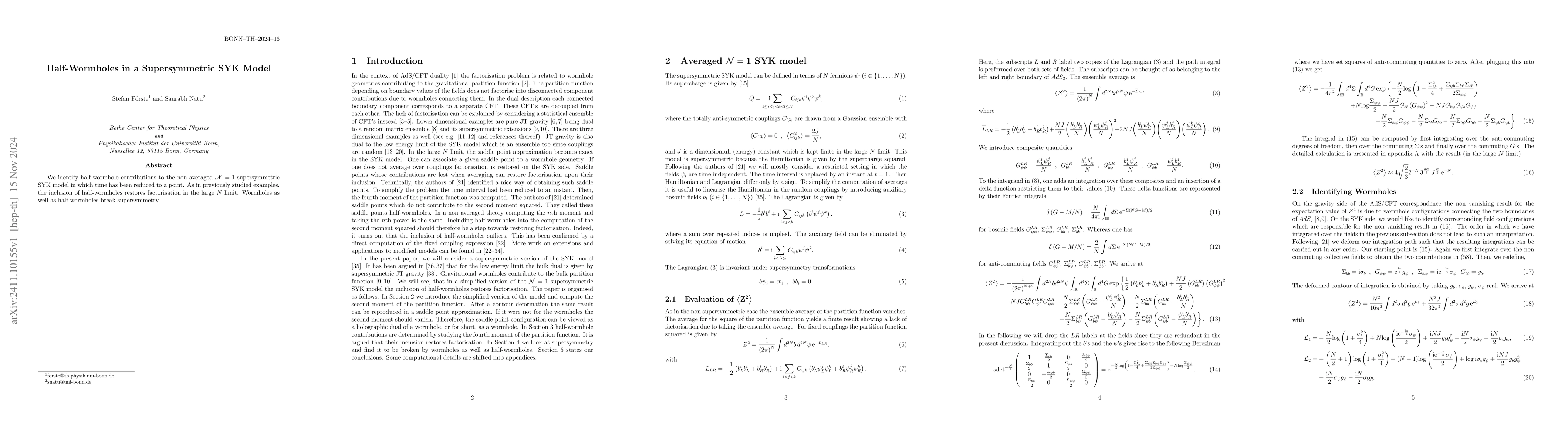 Thumbnail for Half-Wormholes in a Supersymmetric SYK Model