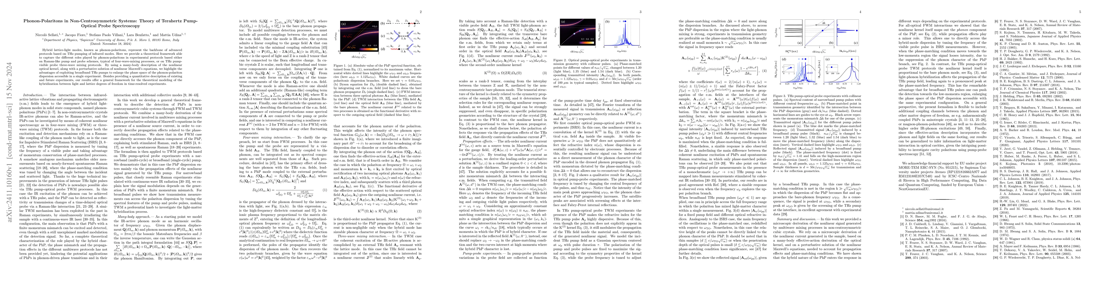 Thumbnail for Phonon-Polaritons in Non-Centrosymmetric Systems: Theory of Terahertz
  Pump-Optical Probe Spectroscopy