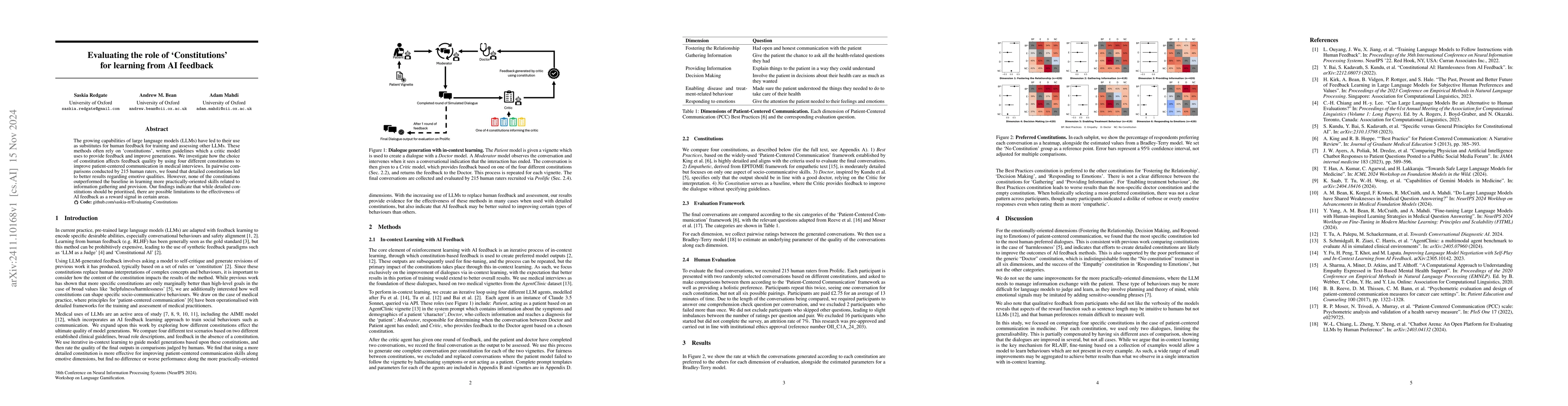 Thumbnail for Evaluating the role of `Constitutions' for learning from AI feedback