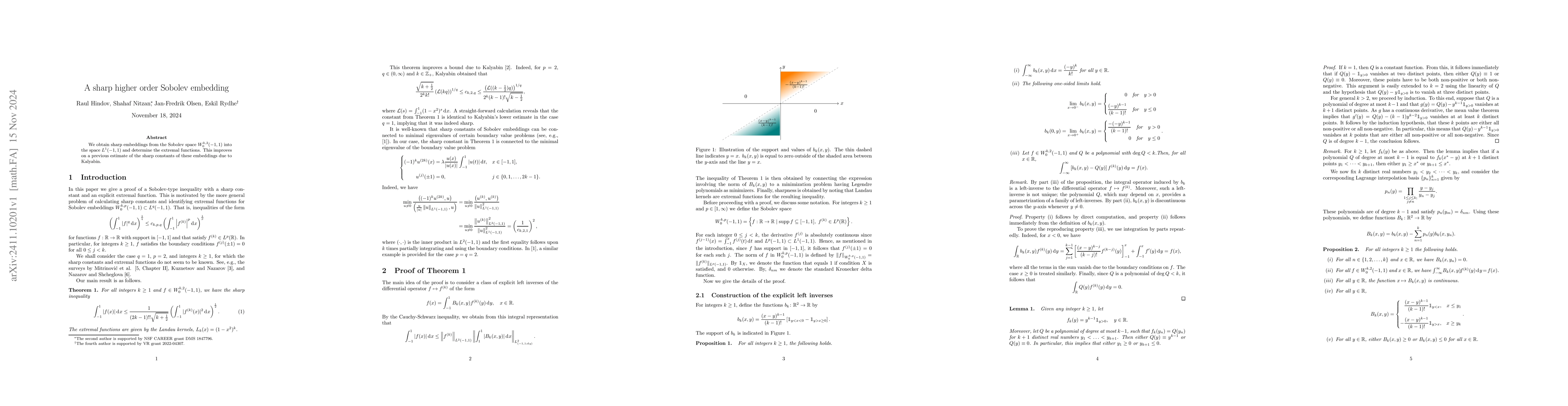 Thumbnail for A sharp higher order Sobolev embedding