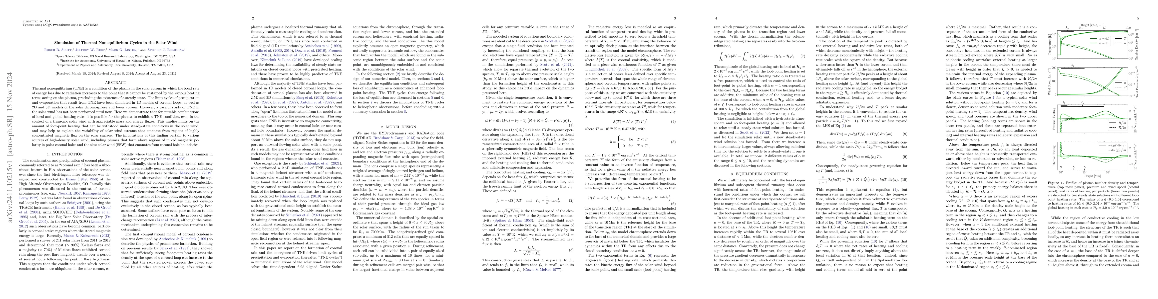 Thumbnail for Simulation of Thermal Nonequilibrium Cycles in the Solar Wind