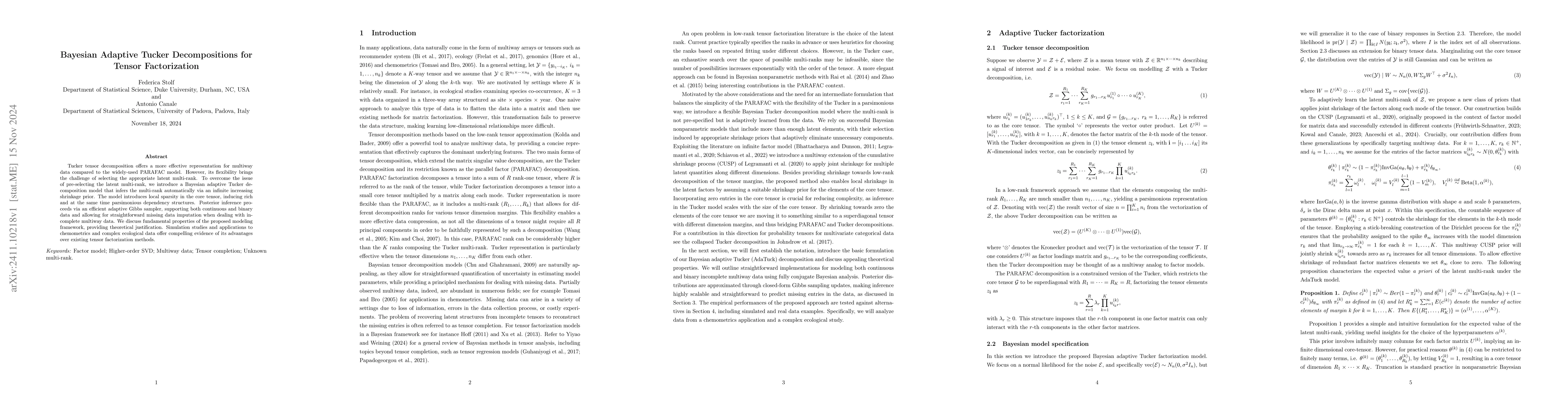 Thumbnail for Bayesian Adaptive Tucker Decompositions for Tensor Factorization