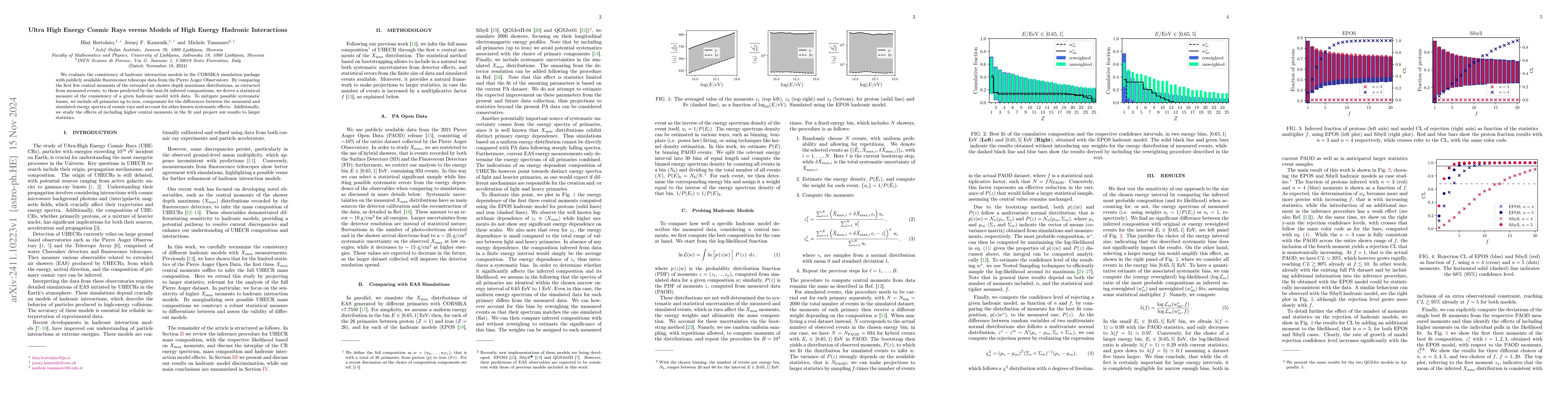 Thumbnail for Ultra High Energy Cosmic Rays versus Models of High Energy Hadronic
  Interactions