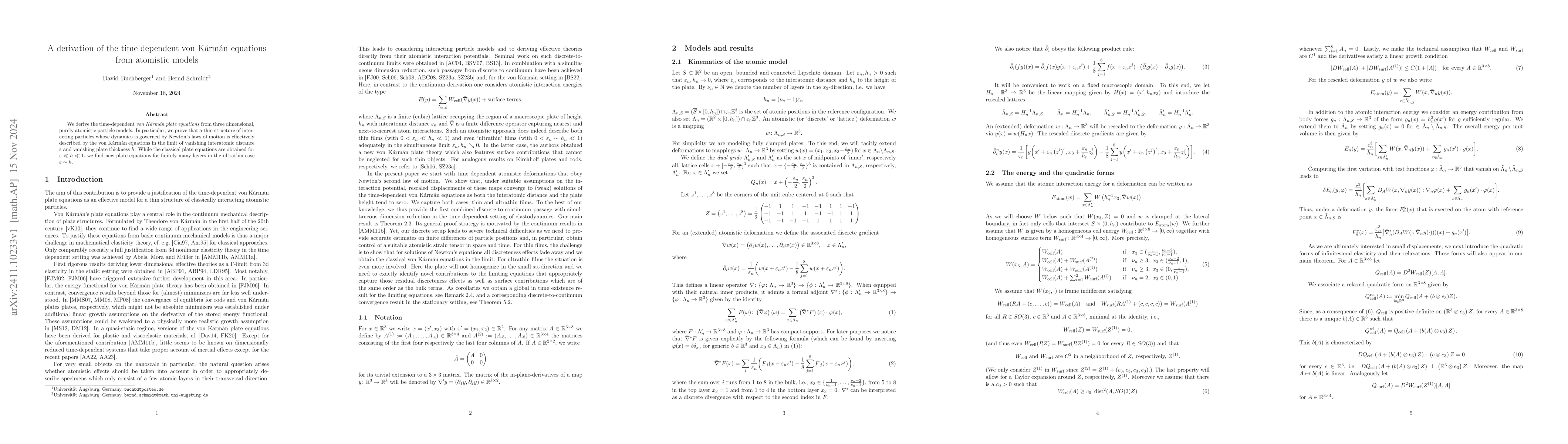 Thumbnail for A derivation of the time dependent von Kármán equations from
  atomistic models