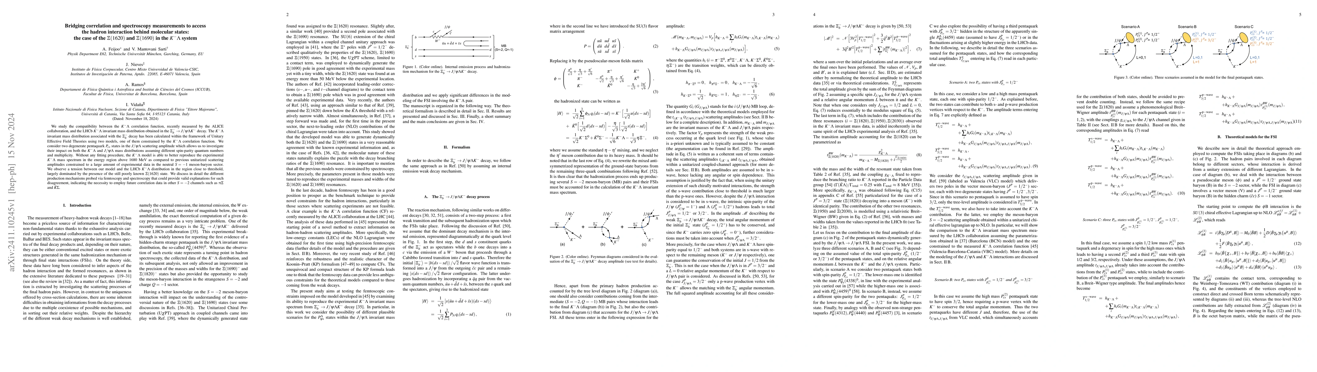 Thumbnail for Bridging correlation and spectroscopy measurements to access the hadron
  interaction behind molecular states: the case of the $Ξ$(1620) and
  $Ξ$(1690) in the $K^- Λ$ system