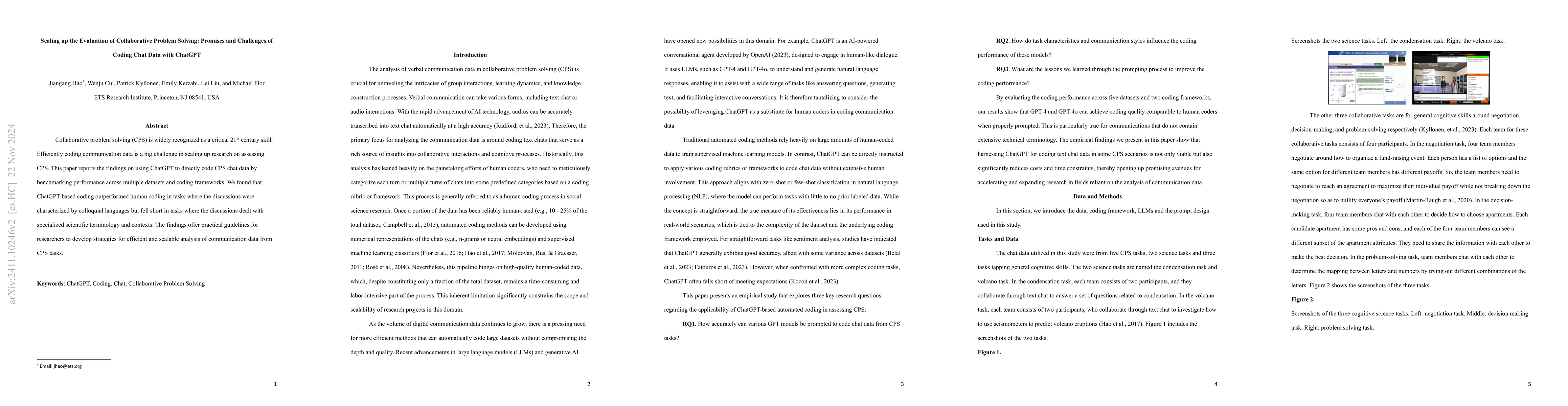 Thumbnail for Scaling up the Evaluation of Collaborative Problem Solving: Promises and
  Challenges of Coding Chat Data with ChatGPT