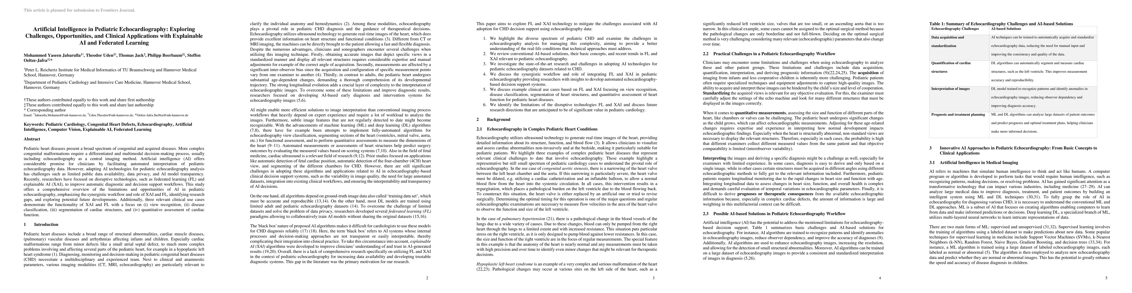 Thumbnail for Artificial Intelligence in Pediatric Echocardiography: Exploring
  Challenges, Opportunities, and Clinical Applications with Explainable AI and
  Federated Learning