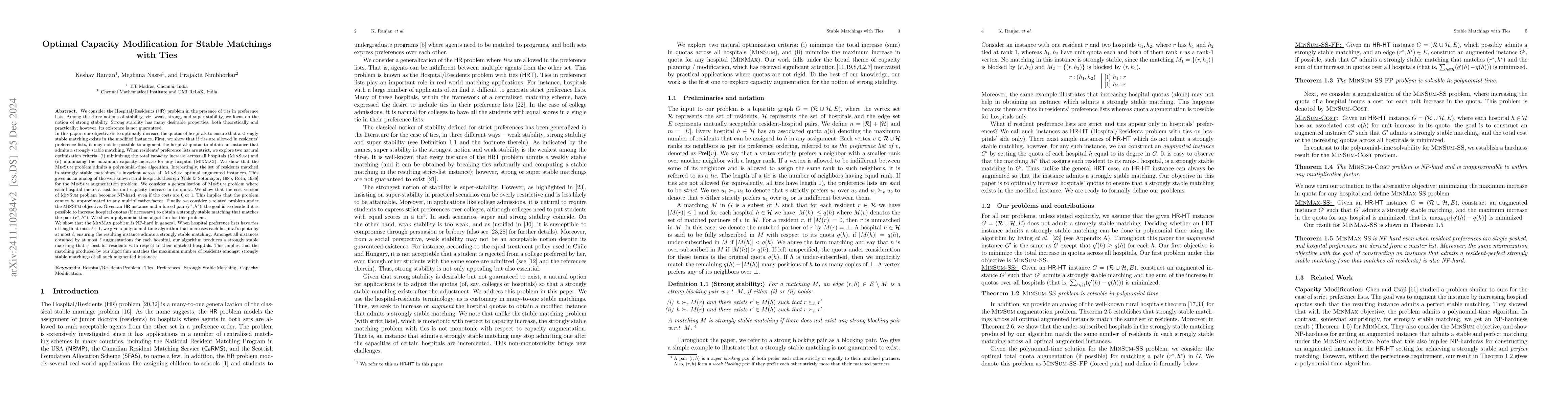 Thumbnail for Optimal Capacity Modification for Strongly Stable Matchings