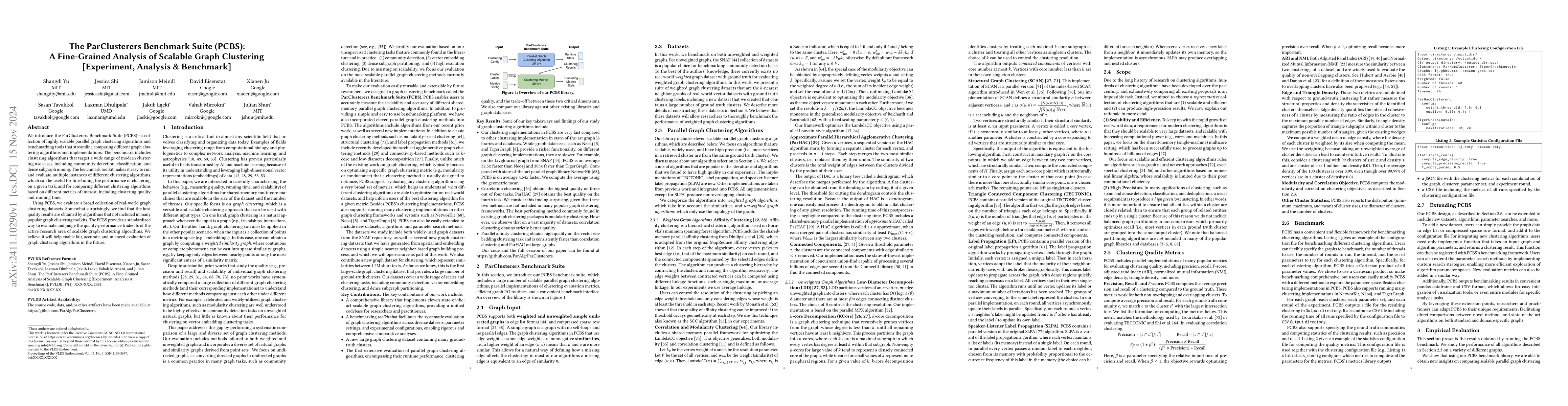 Thumbnail for The ParClusterers Benchmark Suite (PCBS): A Fine-Grained Analysis of
  Scalable Graph Clustering