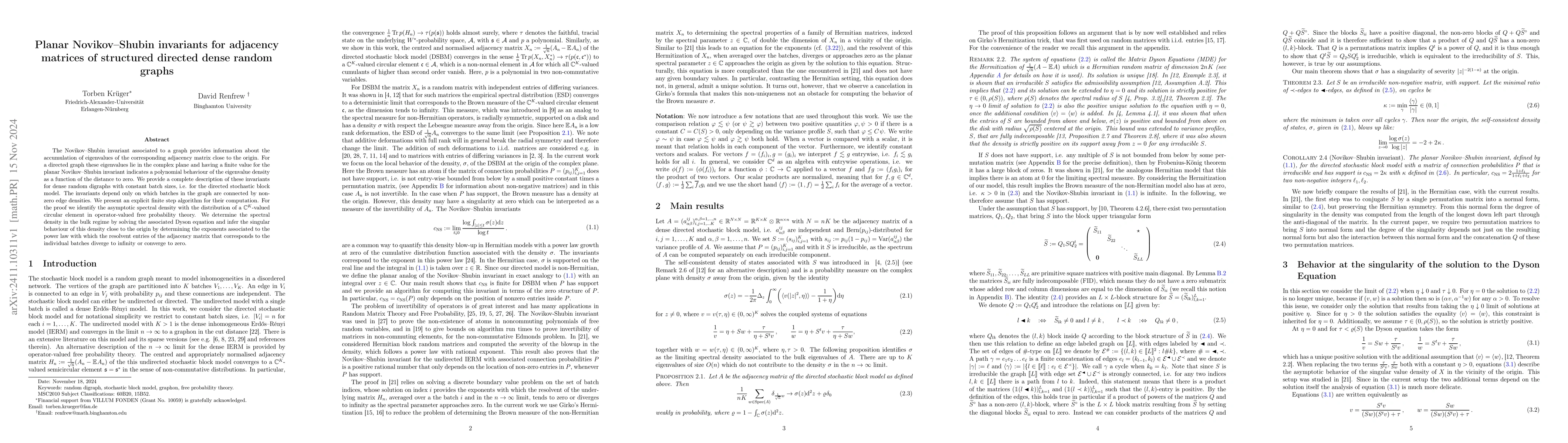 Thumbnail for Planar Novikov-Shubin invariant for adjacency matrices of structured
  directed dense random graphs