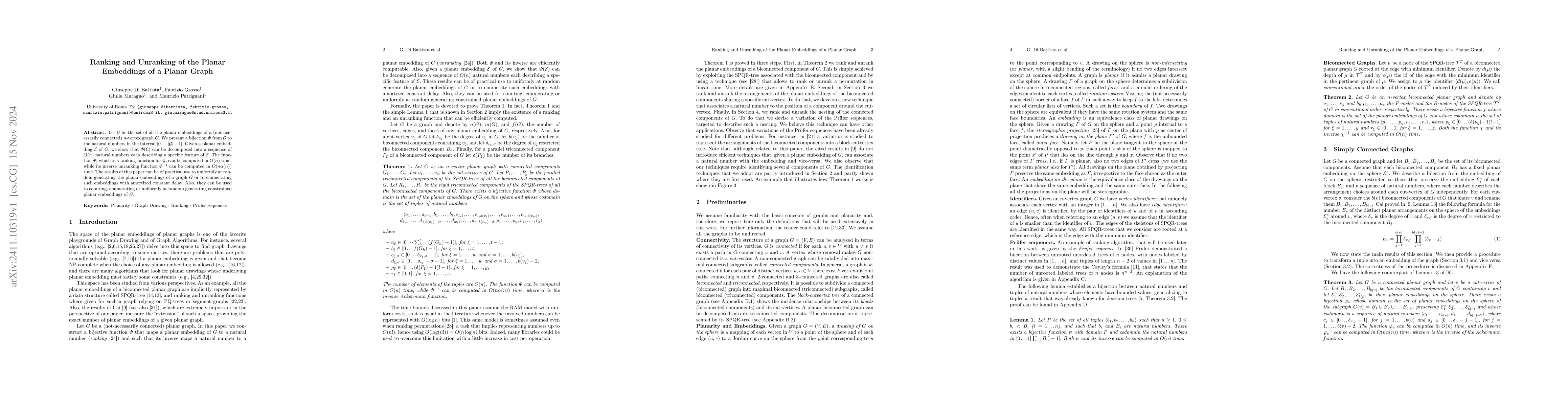 Thumbnail for Ranking and Unranking of the Planar Embeddings of a Planar Graph
