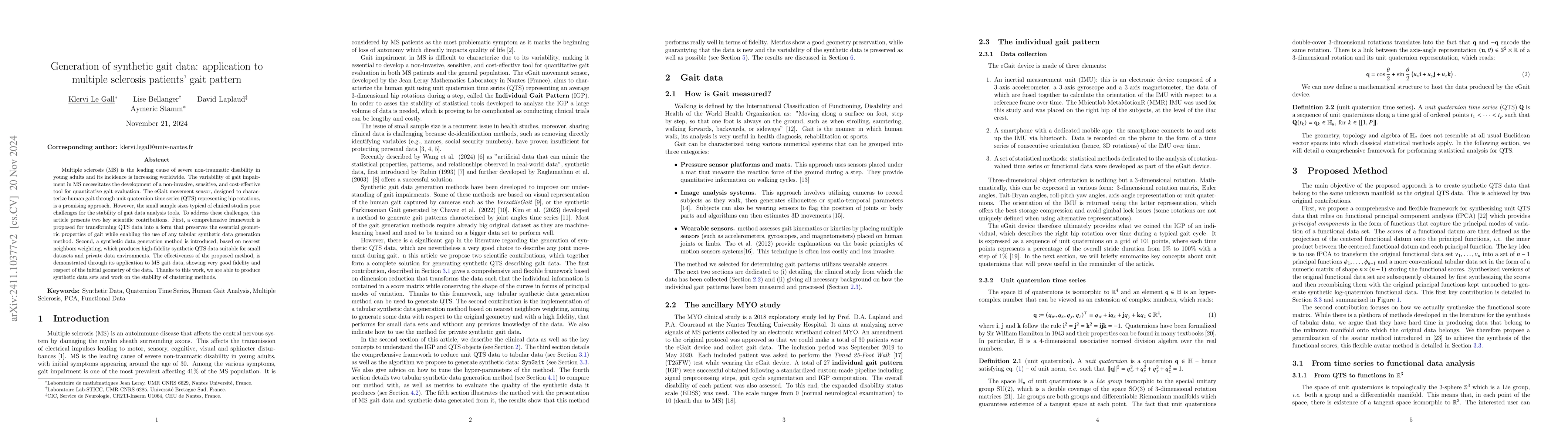 Thumbnail for Generation of synthetic gait data: application to multiple sclerosis
  patients' gait patterns