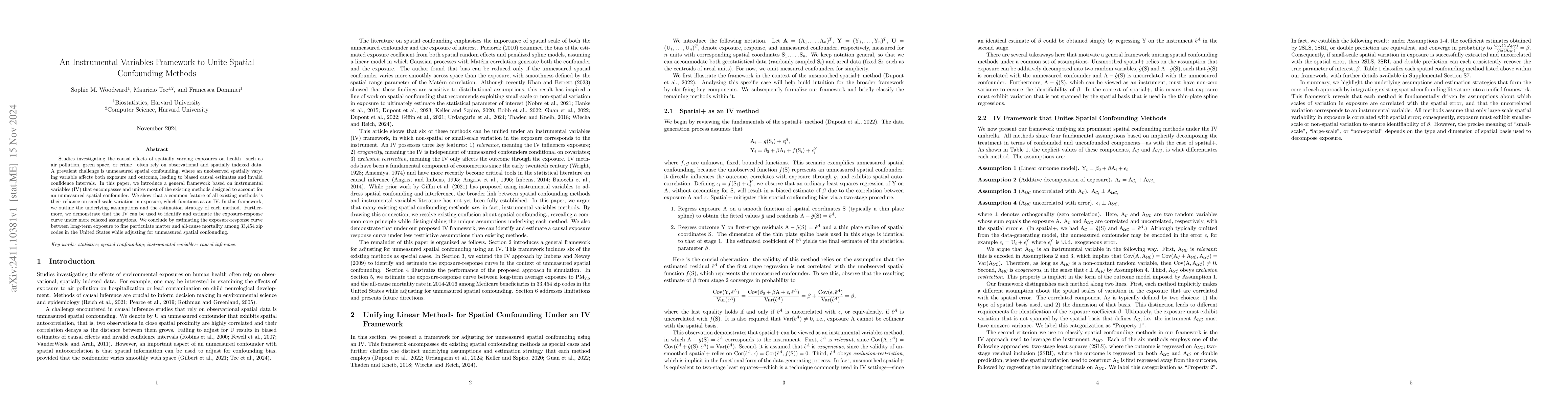 Thumbnail for An Instrumental Variables Framework to Unite Spatial Confounding Methods
