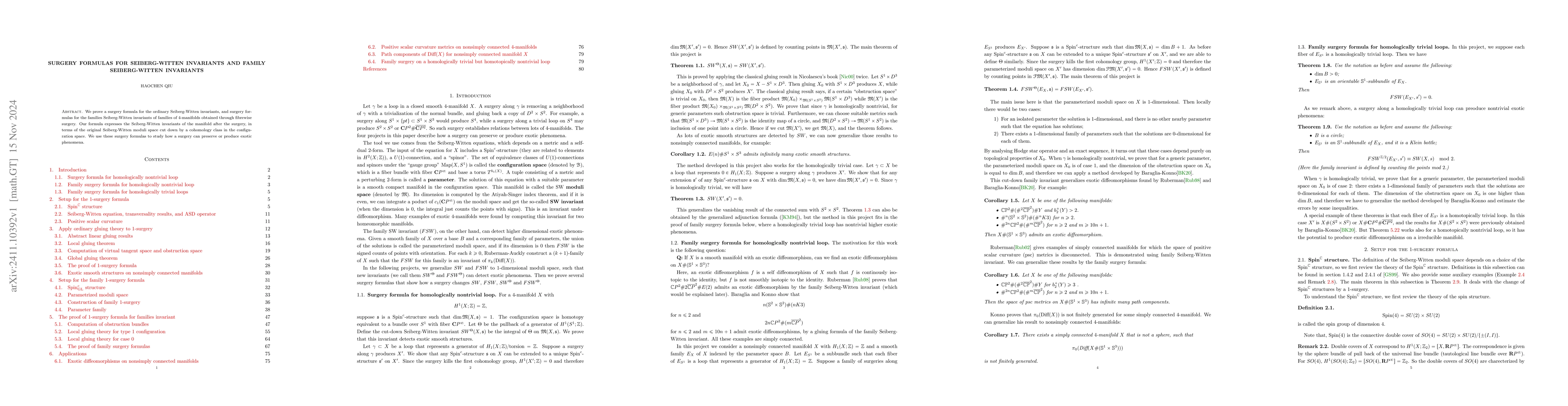 Thumbnail for Surgery formulas for Seiberg-Witten invariants and family Seiberg-Witten
  invariants