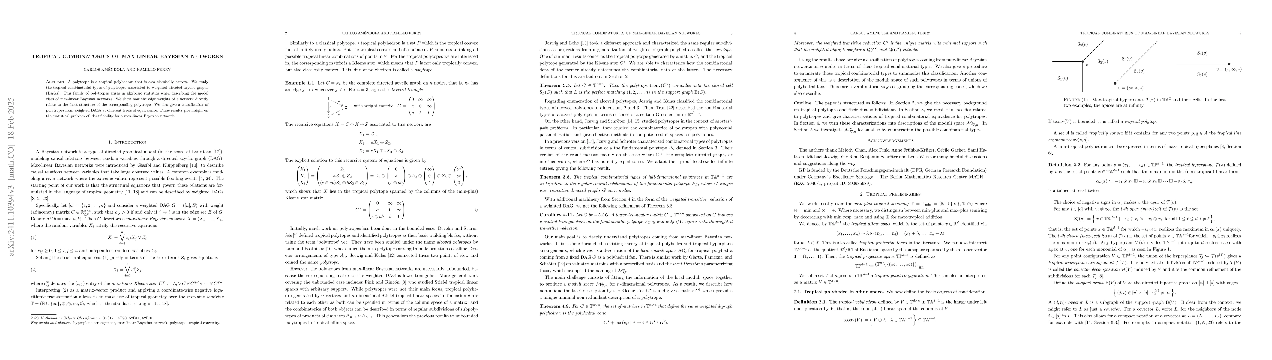 Thumbnail for Tropical combinatorics of max-linear Bayesian networks