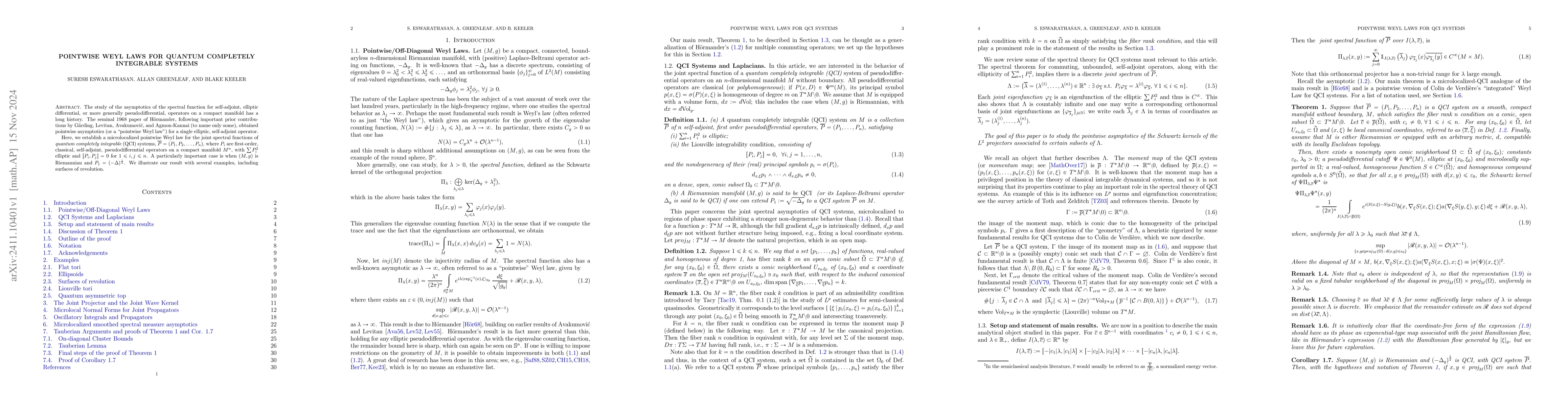 Thumbnail for Pointwise Weyl Laws for Quantum Completely Integrable Systems