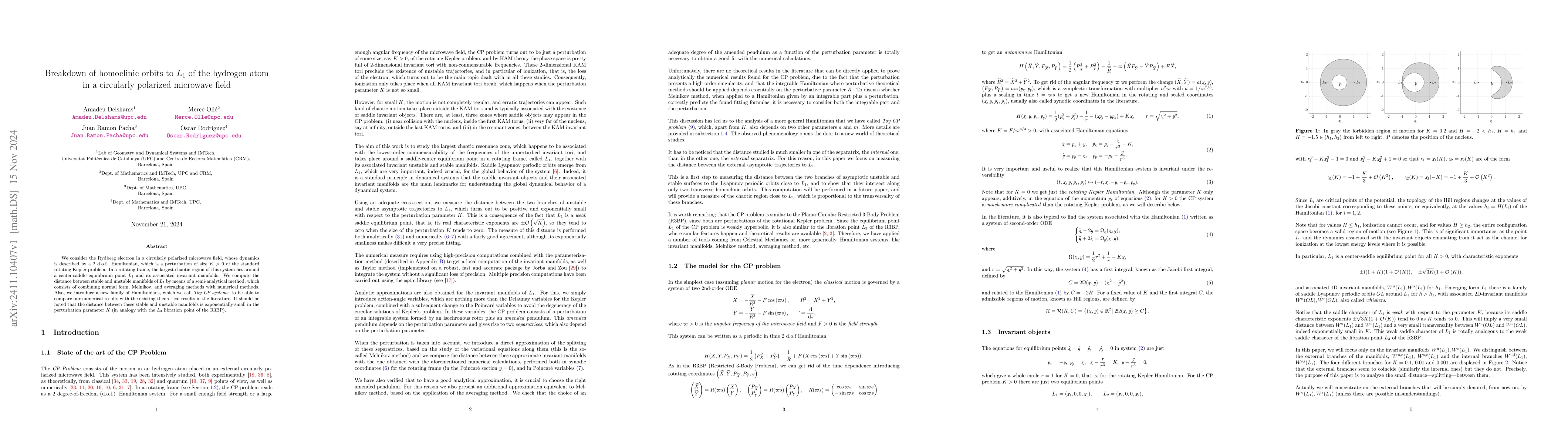 Thumbnail for Breakdown of homoclinic orbits to $L_1$ of the hydrogen atom in a
  circularly polarized microwave field