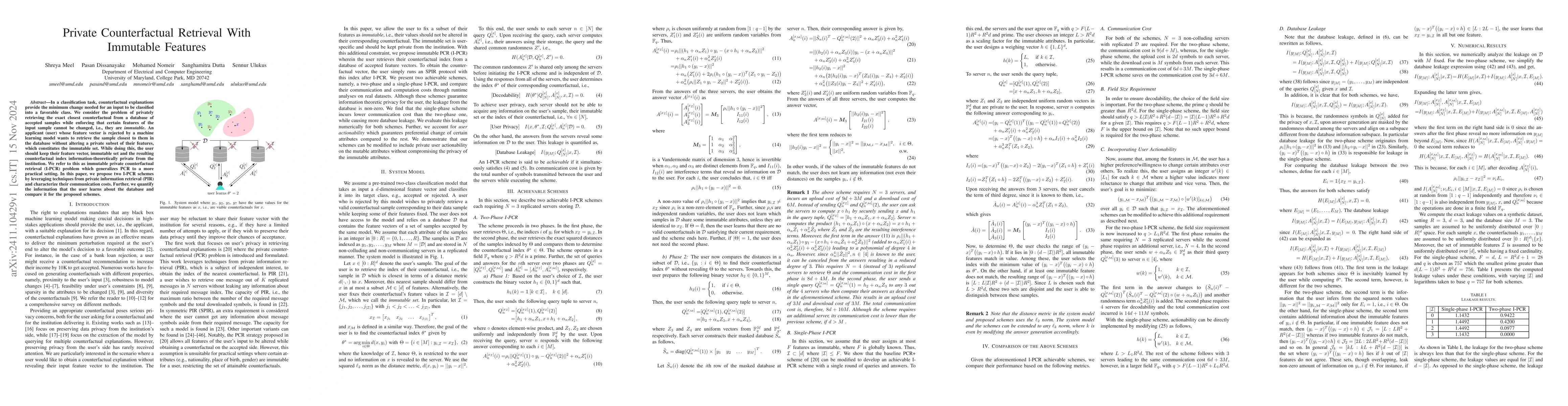 Thumbnail for Private Counterfactual Retrieval With Immutable Features