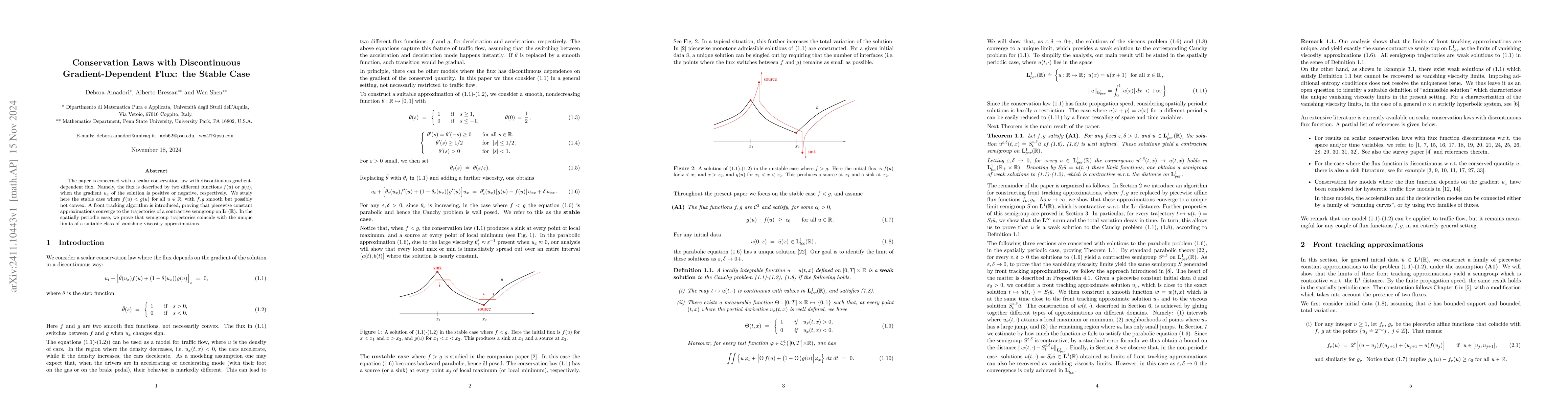 Thumbnail for Conservation Laws with Discontinuous Gradient-Dependent Flux: the Stable
  Case