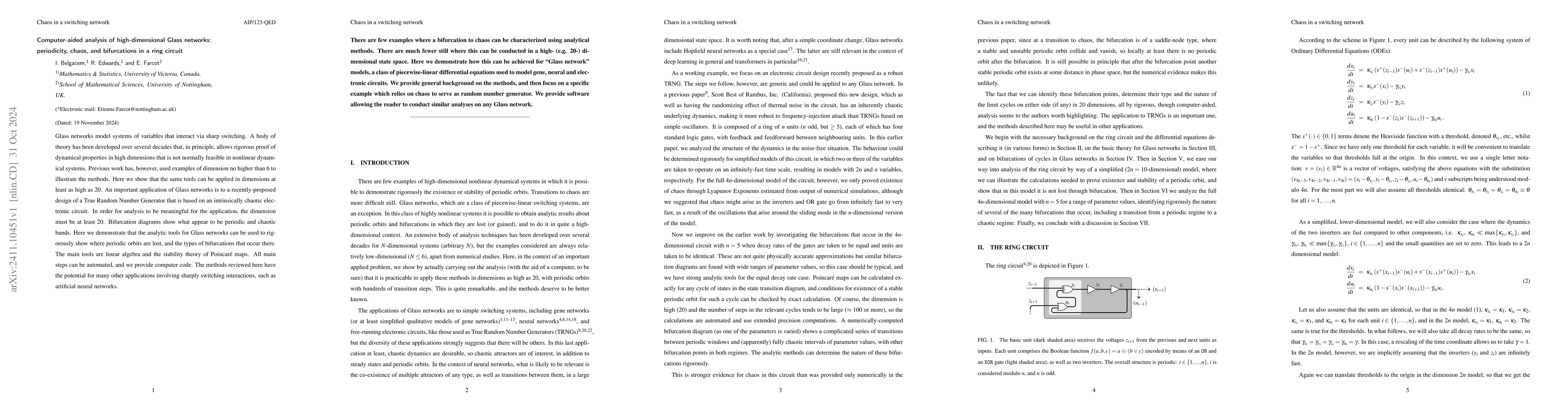 Thumbnail for Computer-aided analysis of high-dimensional Glass networks: periodicity,
  chaos, and bifurcations in a ring circuit