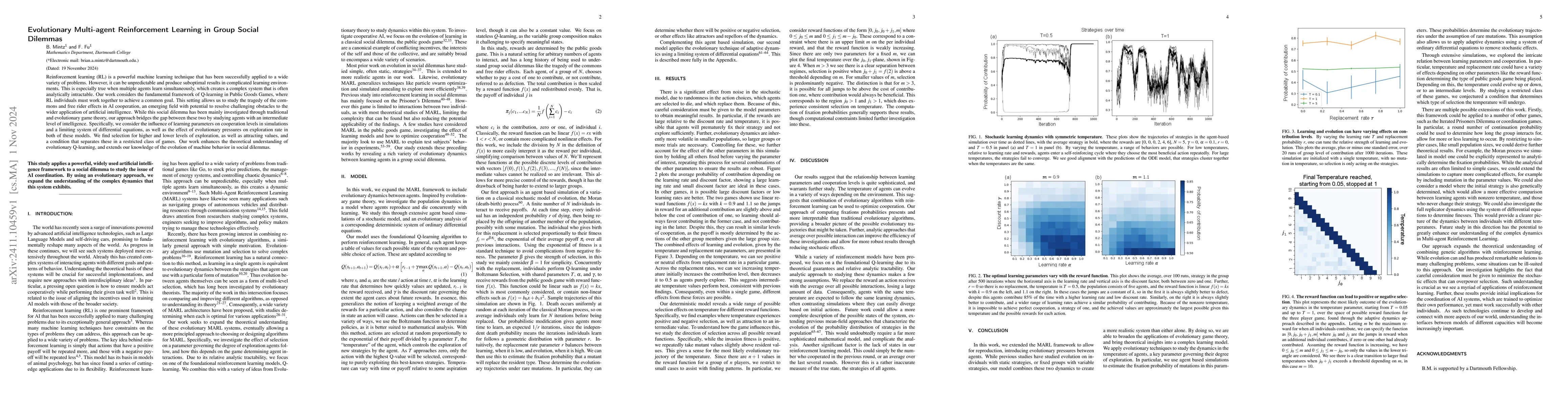 Thumbnail for Evolutionary Multi-agent Reinforcement Learning in Group Social Dilemmas