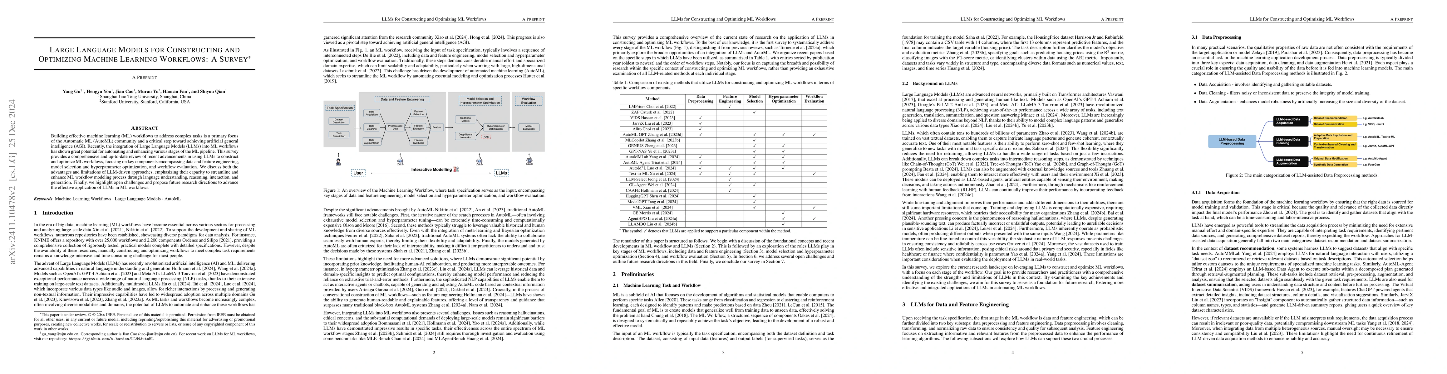 Thumbnail for Large Language Models for Constructing and Optimizing Machine Learning
  Workflows: A Survey
