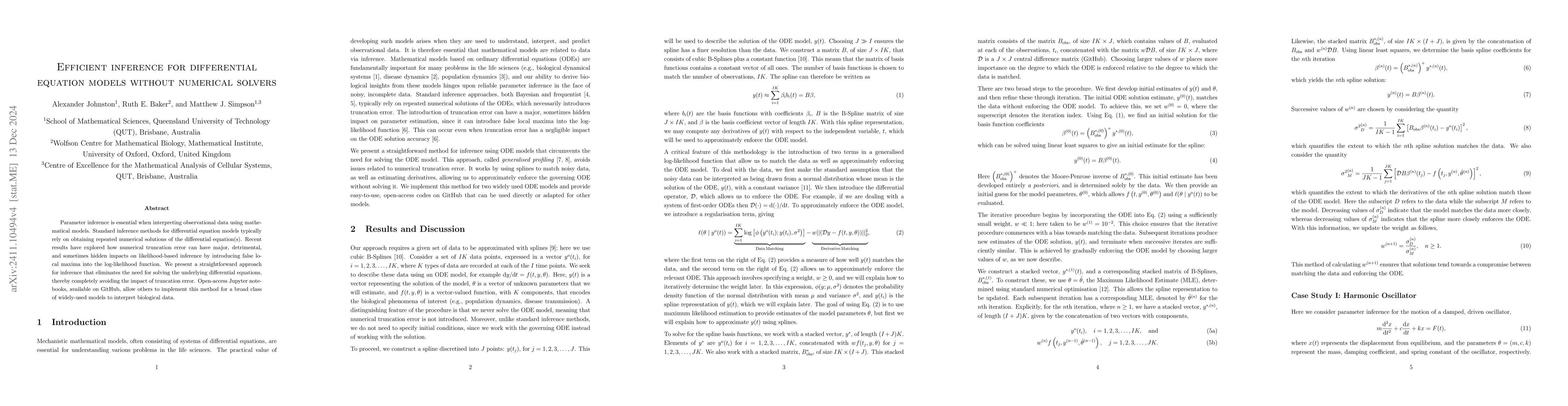 Thumbnail for Efficient inference for differential equation models without numerical
  solvers