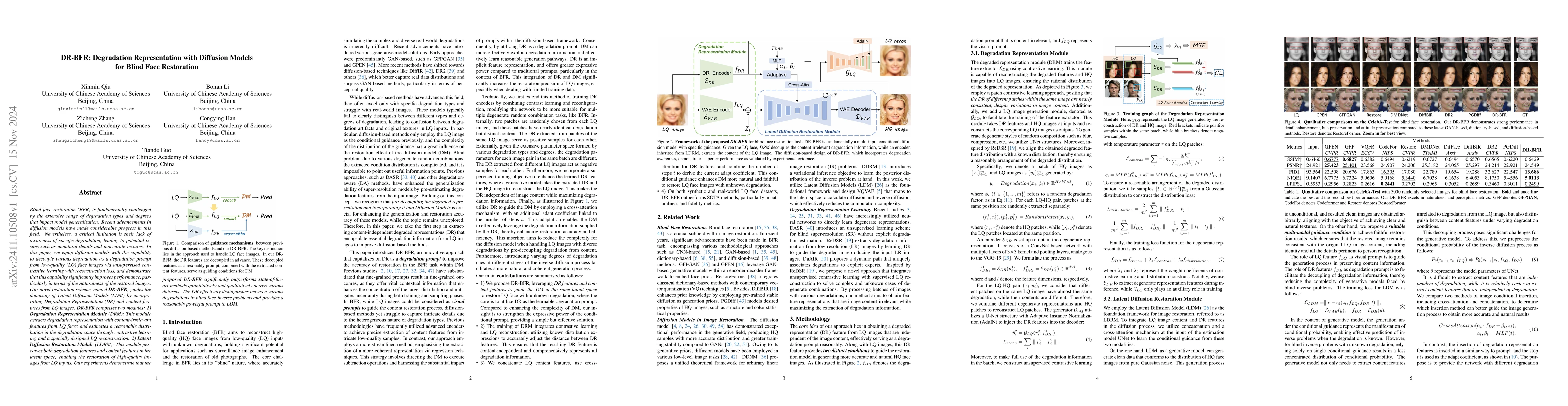Thumbnail for DR-BFR: Degradation Representation with Diffusion Models for Blind Face
  Restoration